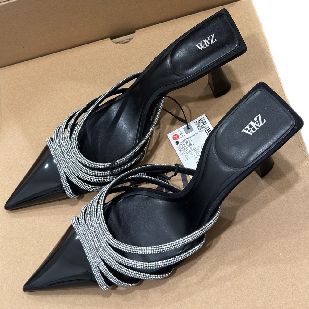 ZARA RHINESTONE HEELED MULES - Picture 6 of 12
